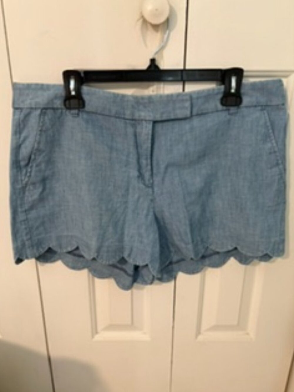 J Crew denim blue shorty shorts size 14